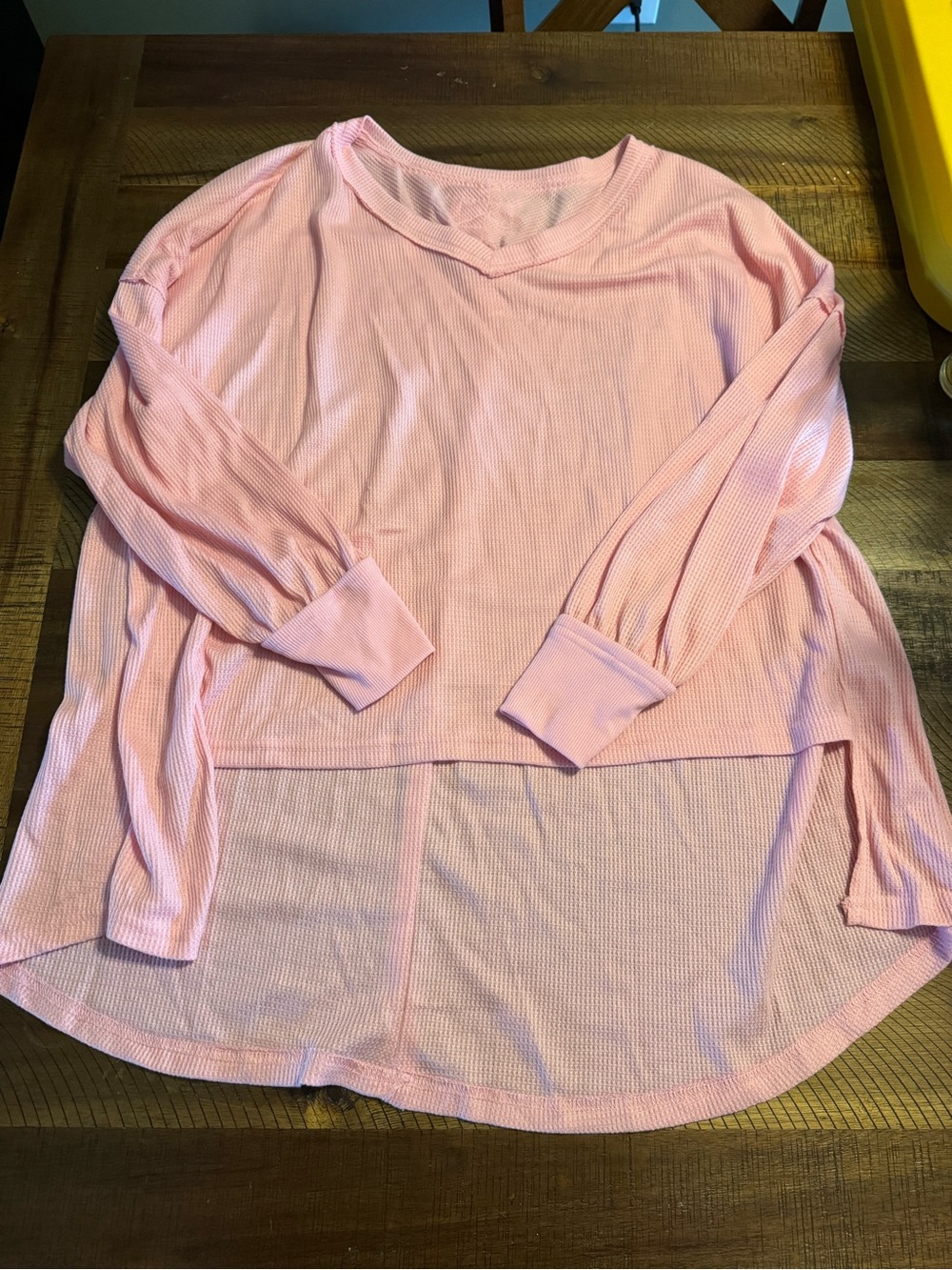 Amazon Light Pink Waffle Knit Long Sleeve Tunic